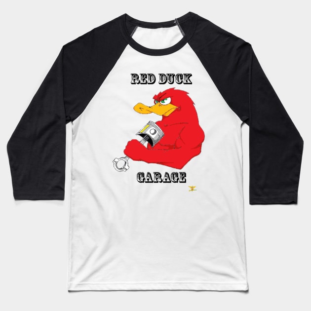 RED DUCK GARAGE LOGO Baseball T-Shirt by disposable762